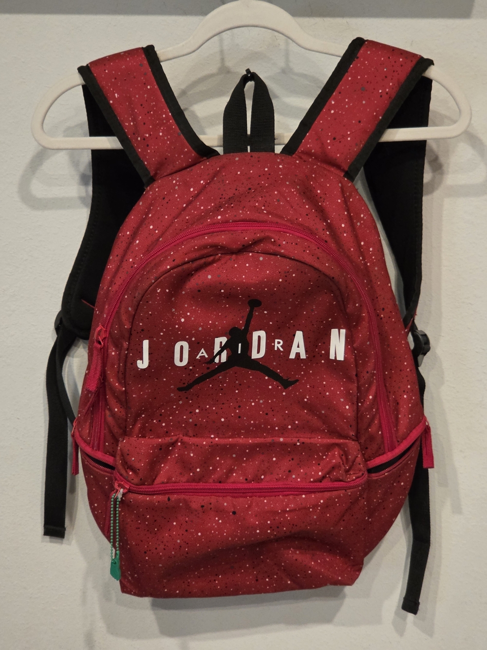 Jordan Red Speckle Kids Backpack with Black Accents